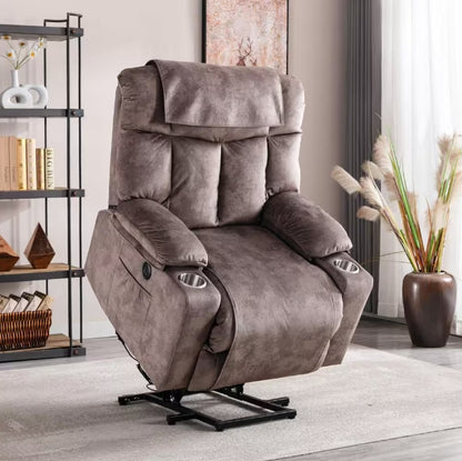 CD0150EF21D-D099M Power Lift Chair Recliner for Elderly, Massage Recliners with Heat,For tall men, Red Brown