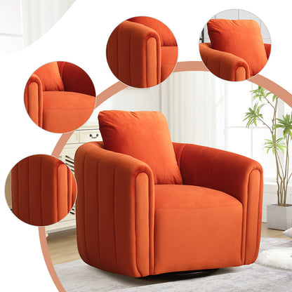 ZY8320S-OG Swivel Accent Chair with Velvet Fabric, Comfy Round Swivel Chair with Plump Pillow