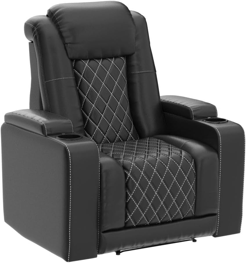 CD0240BF51D-U011 Power Recliner Chair, PU Leather Electric Home Theater Seating with USB Ports and Cup Holders