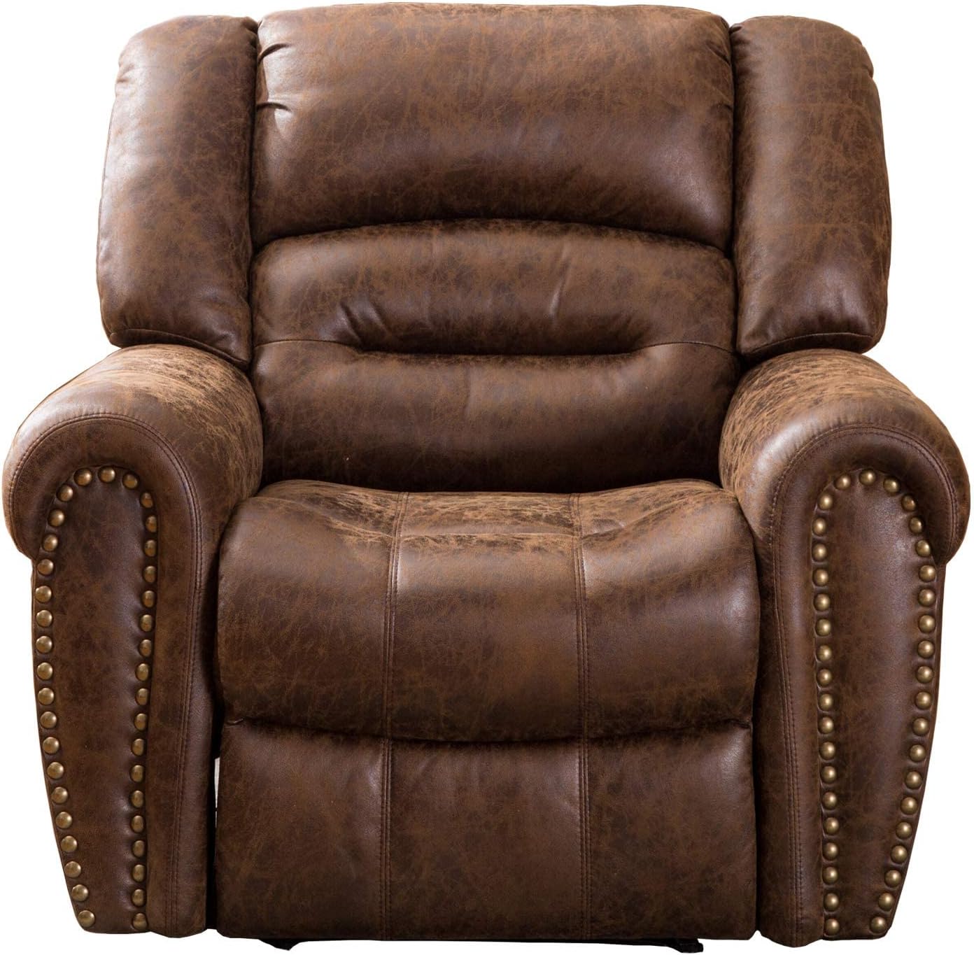 CD9878ZF51D-J146M Power Recliner Chair PU Leather, Classic Single Sofa Home Theater Recliner Seating W/USB Port, Nut Brown