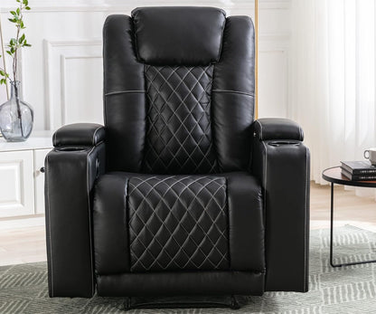 CD0240BF51D-U011 Power Recliner Chair, PU Leather Electric Home Theater Seating with USB Ports and Cup Holders