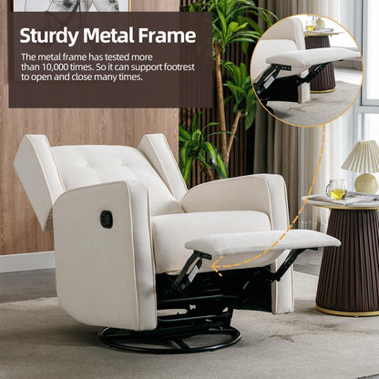 CR0008CF71D-C953 Swivel Rocker Recliner Chair, Nursery Glider Chair