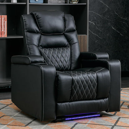 CD0125DF51D-U011  Power Recliner, Home Theater Seat with Led Lights, Living Room Chair, Black