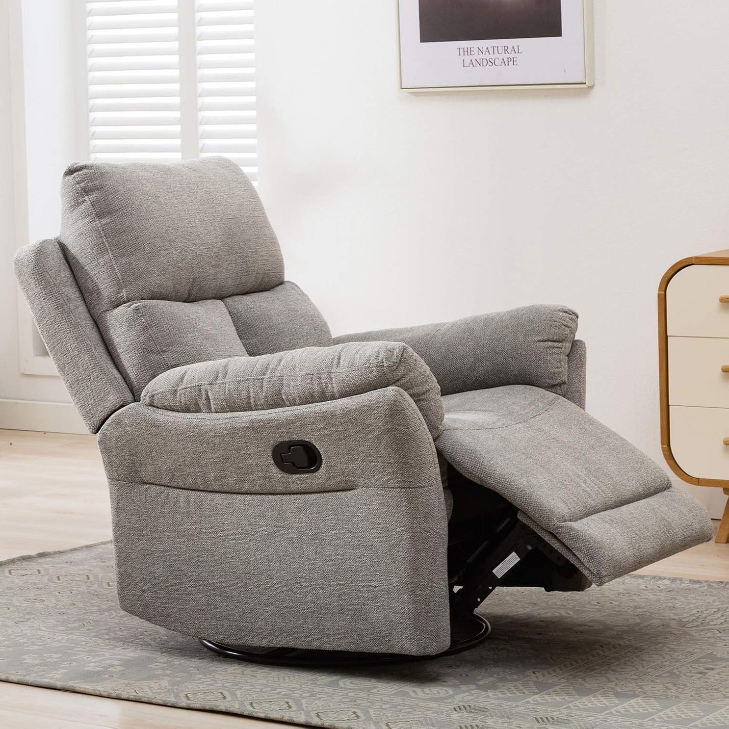 CR6488HF71D-C773 Swivel Rocker Recliner Chair, Manual Fabric Glider Nursery Recliner Chair