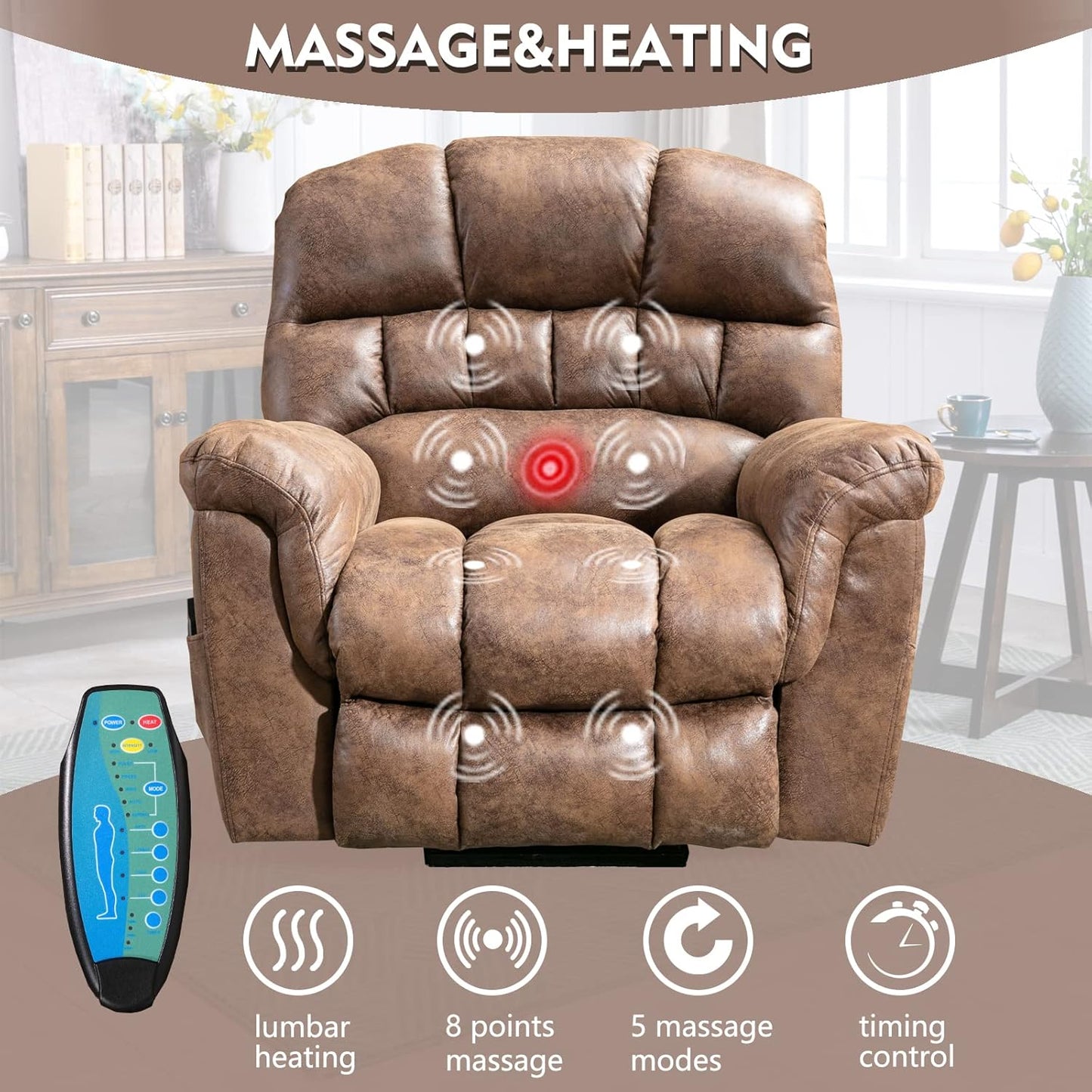 CD0212BF21D-J143M Large Power Lift Recliner Chairs with Massage and Heat for Elderly Big People