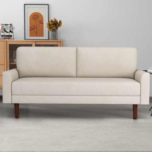 SS045AF63D 67" Corduroy Modern Sofa Couch, Cozy Comfy Overstuffed 2 Seat Loveseat Couch Sofa