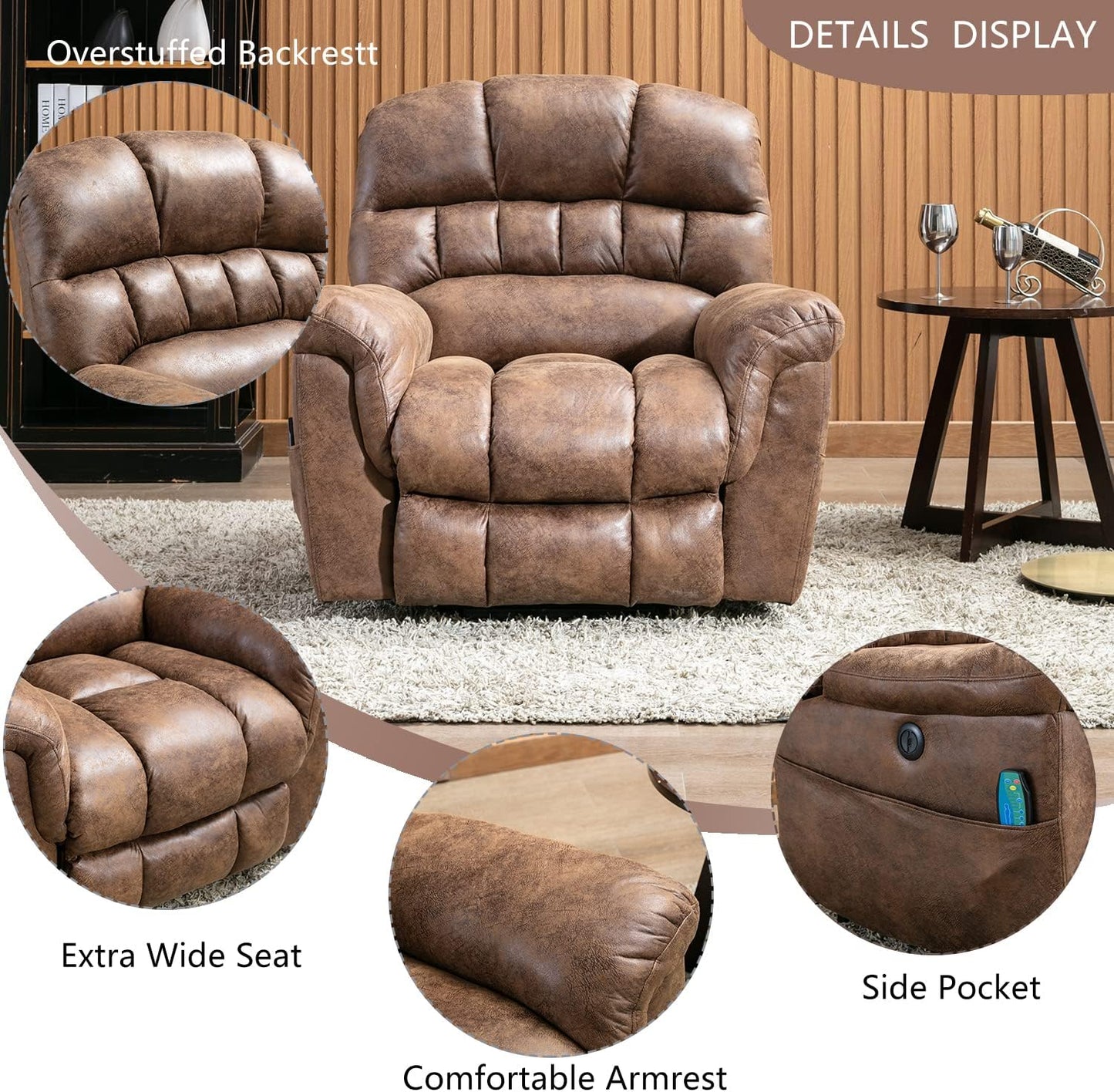 CD0212BF21D-J143M Large Power Lift Recliner Chairs with Massage and Heat for Elderly Big People